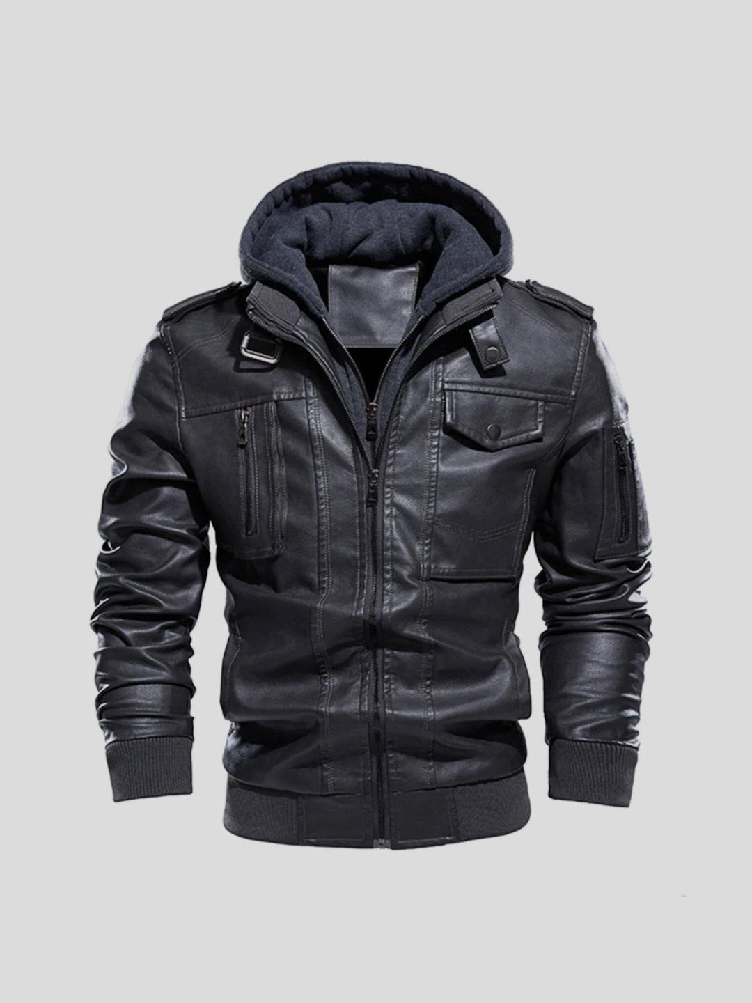 Stratossync - Leather Jacket With Zip Pockets