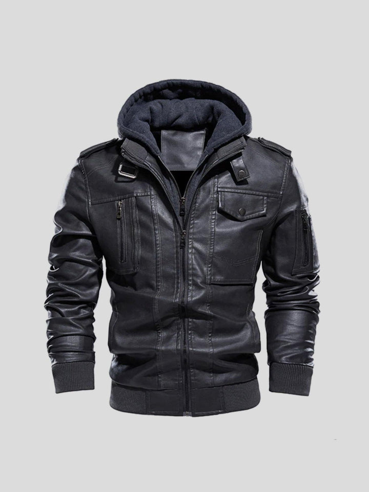 Stratossync - Leather Jacket With Zip Pockets
