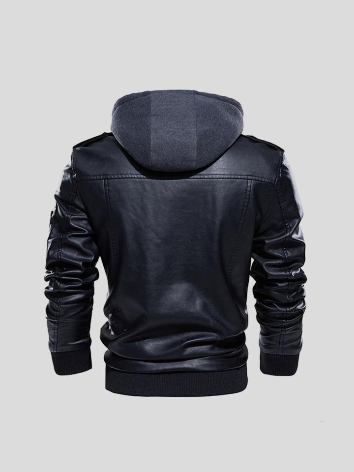 Stratossync - Leather Jacket With Zip Pockets
