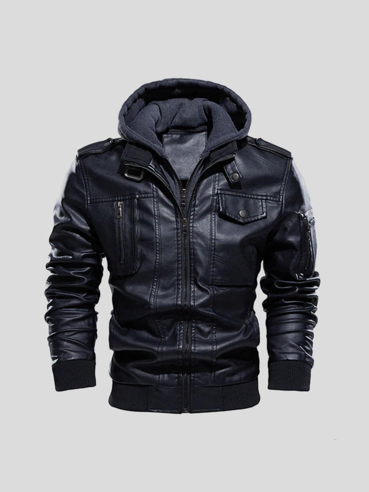 Stratossync - Leather Jacket With Zip Pockets