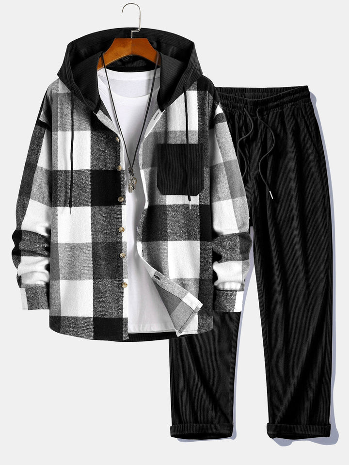Balthazar - Corduroy Patchwork Hoodie and Pants Set