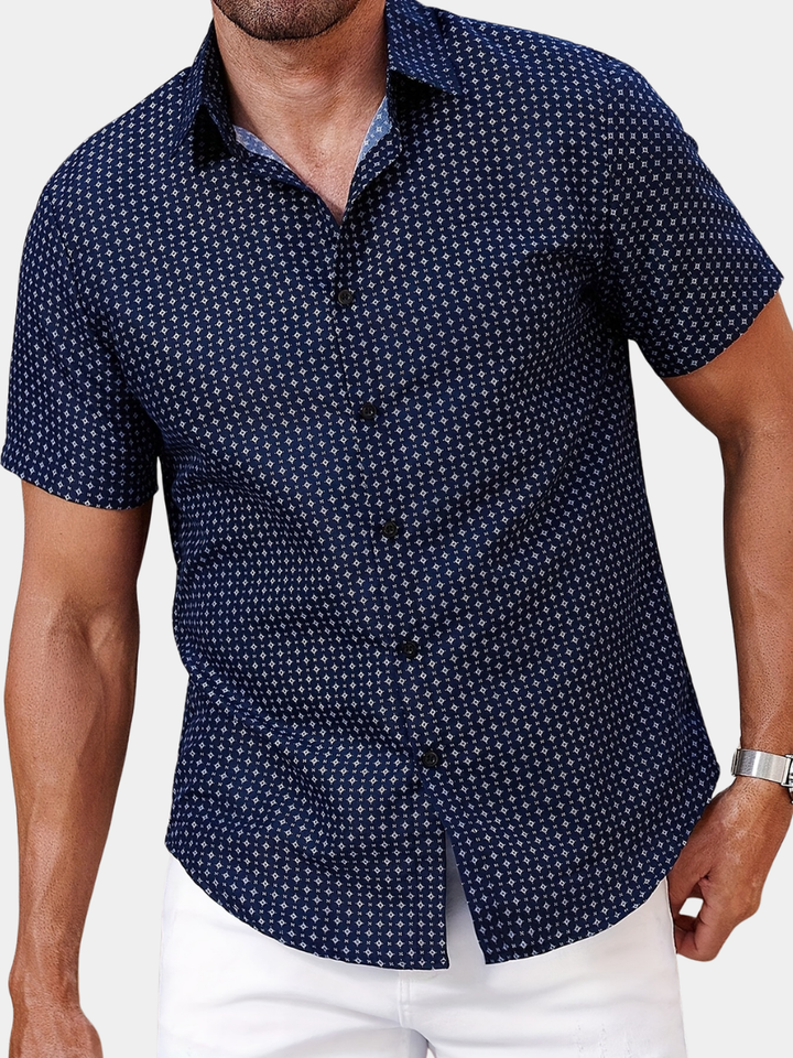 Orvian - Short Sleeve Geometric Print Button Shirt