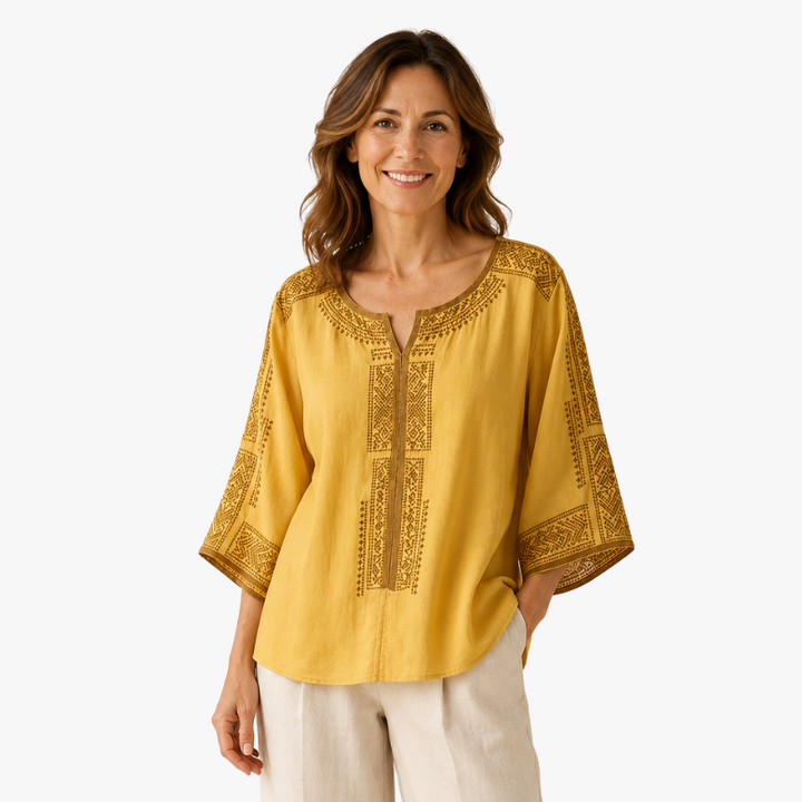 Alivette - Embroidered Linen Blouse