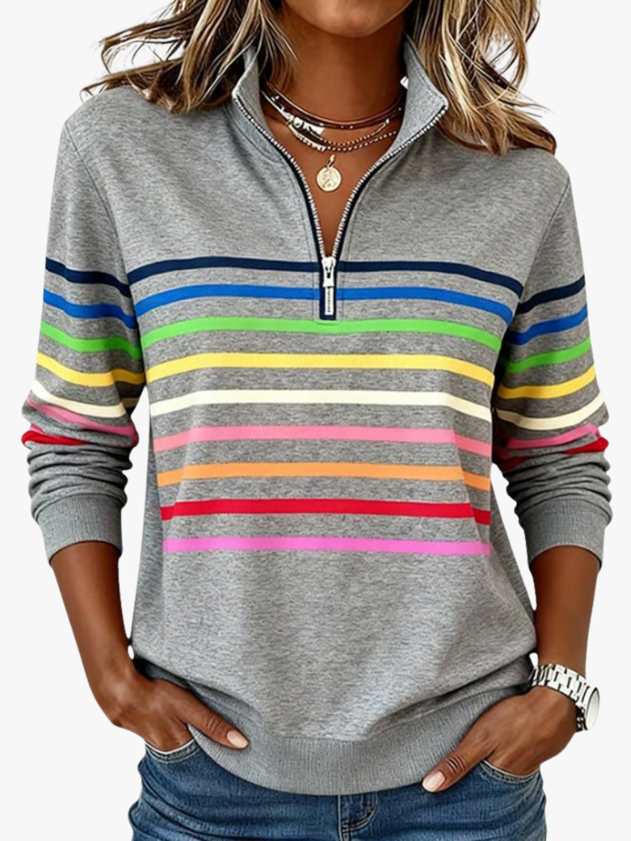Renaira - Striped Quarter Length Sweatshirt