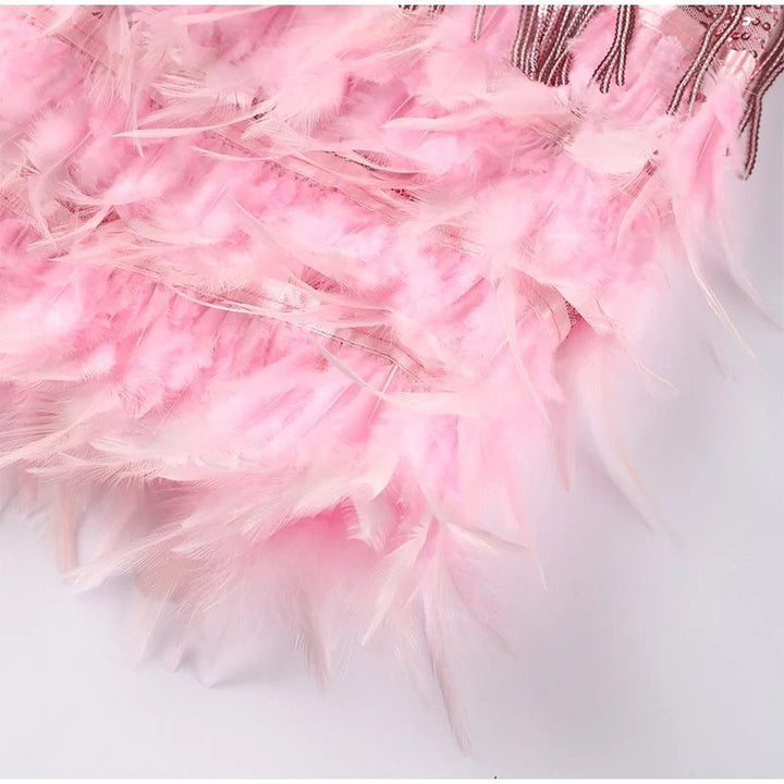Jemima - Stylish Feather Splicing Mini Dress