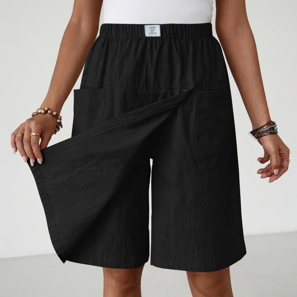 Elinia - Relaxed Wide Leg Shorts With Elastic Waist