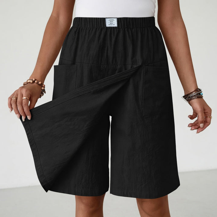 Elinia - Relaxed Wide Leg Shorts With Elastic Waist