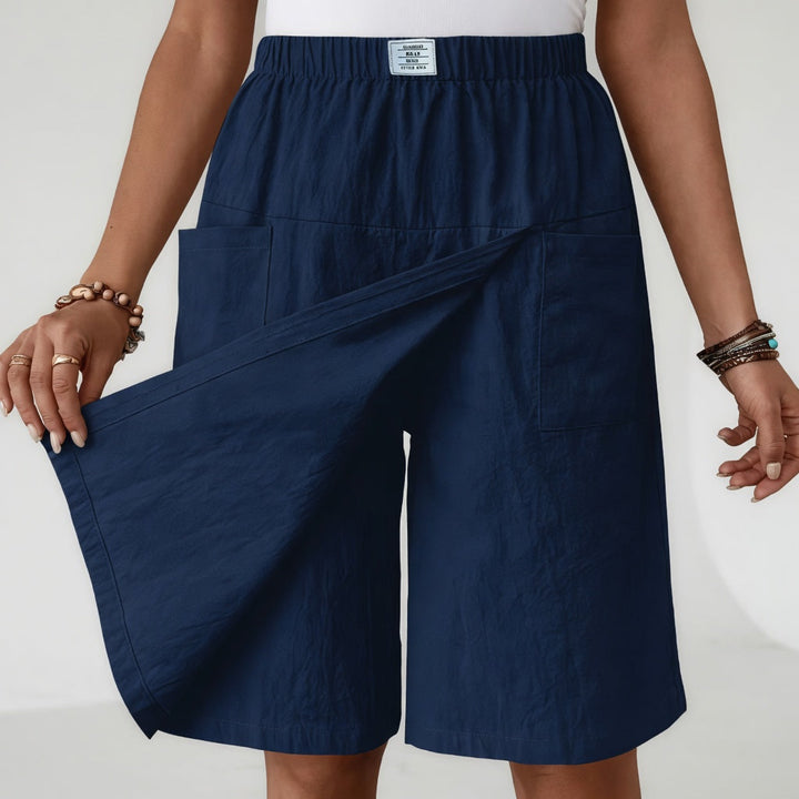 Elinia - Relaxed Wide Leg Shorts With Elastic Waist
