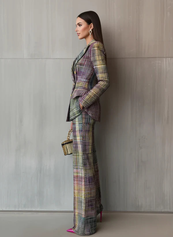 Lieneke - Two Piece Set With Checkered Pattern