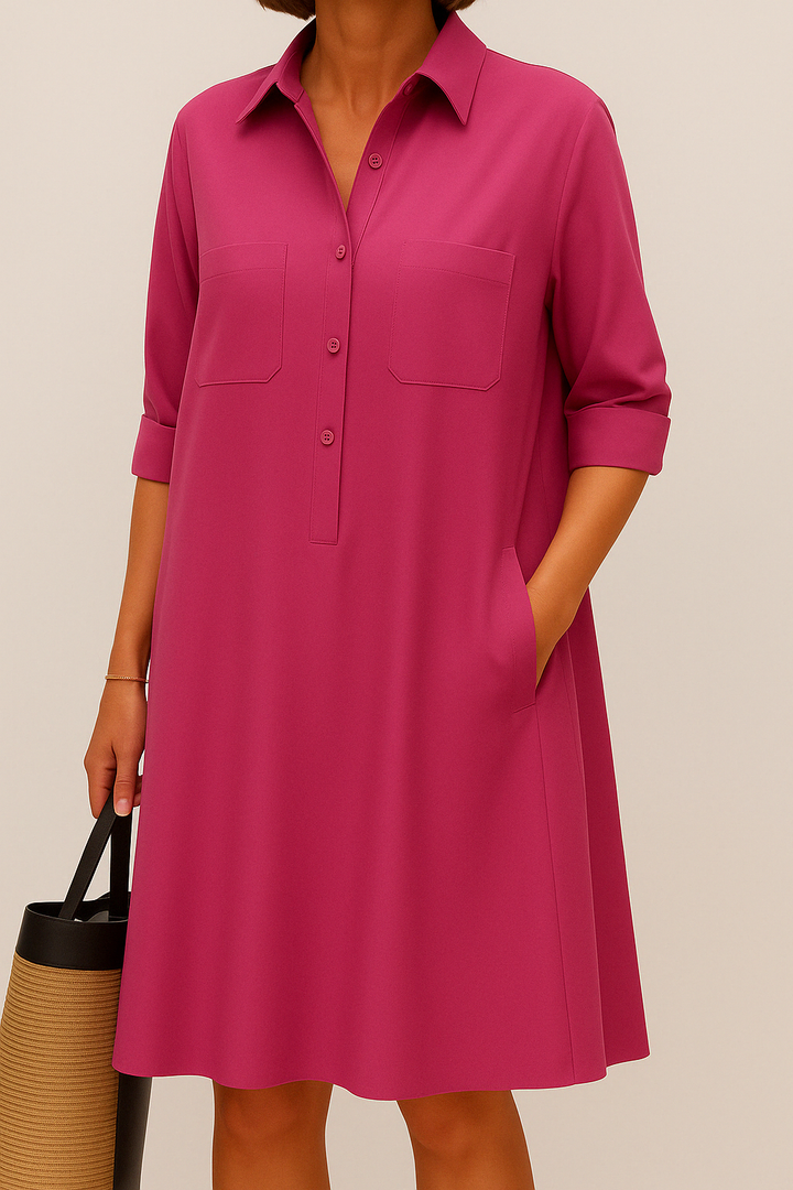 Nelida - Elegant Long Sleeve Dress With Pocket