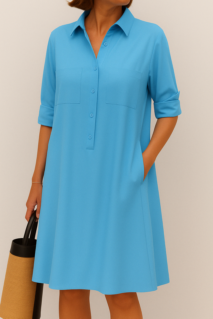 Nelida - Elegant Long Sleeve Dress With Pocket