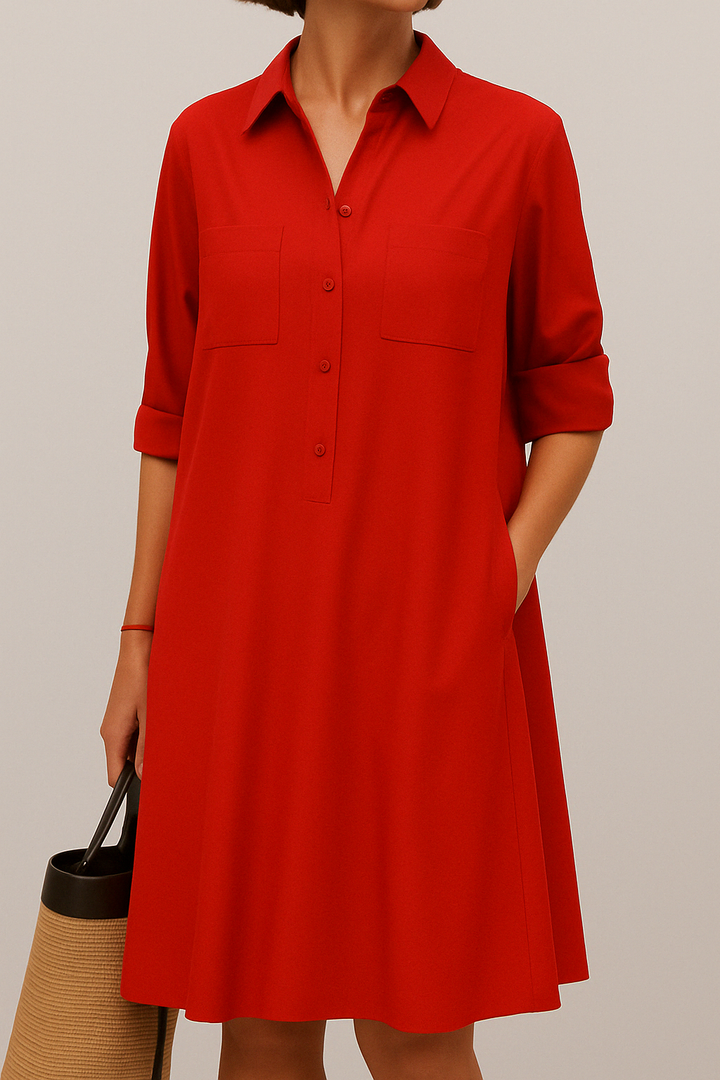Nelida - Elegant Long Sleeve Dress With Pocket