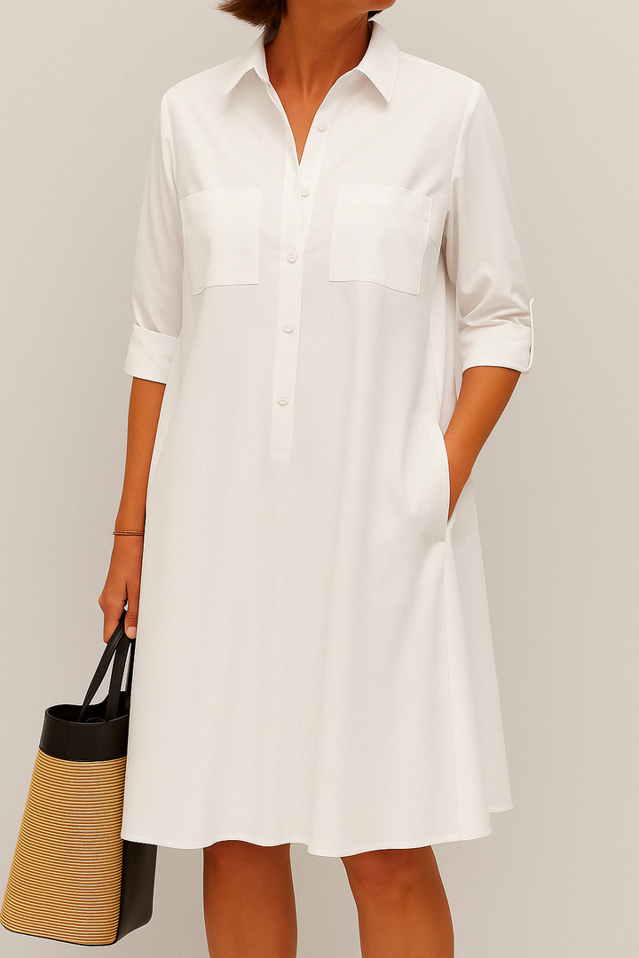 Nelida - Elegant Long Sleeve Dress With Pocket