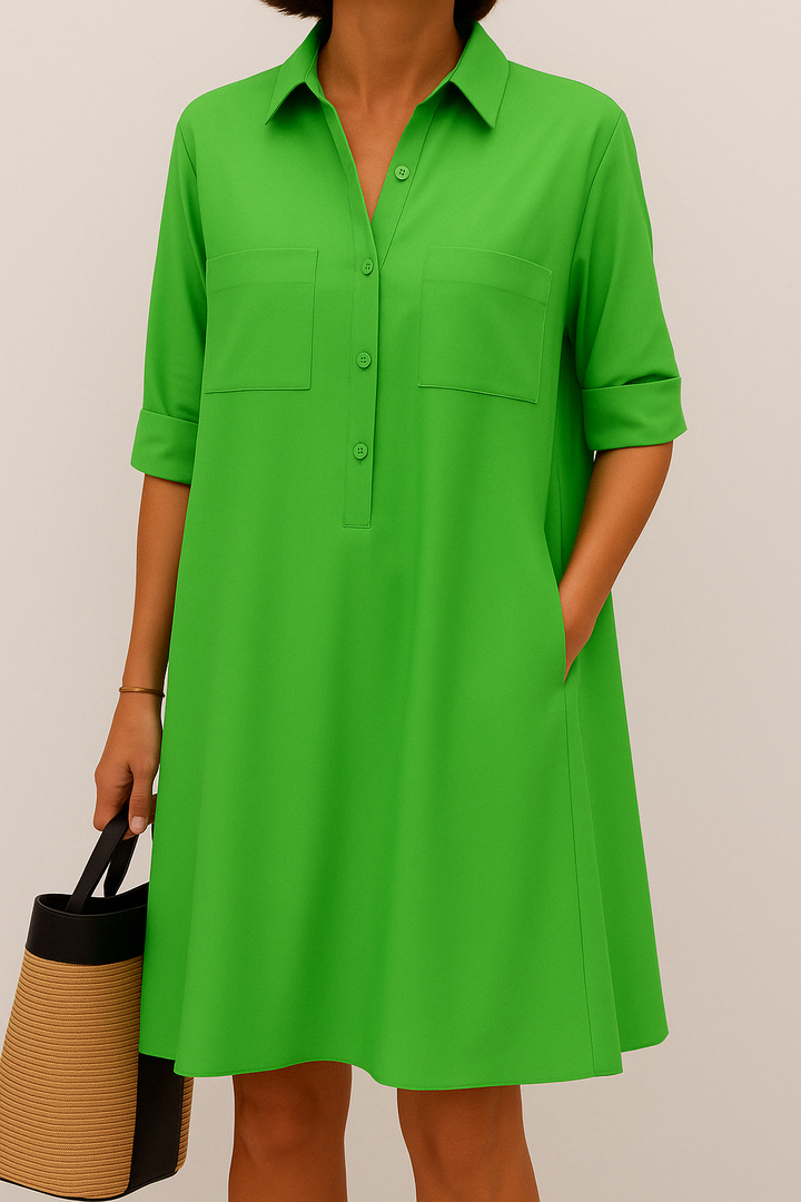 Nelida - Elegant Long Sleeve Dress With Pocket