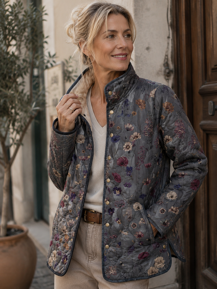 Florelicia - Quilted Floral Print Coat