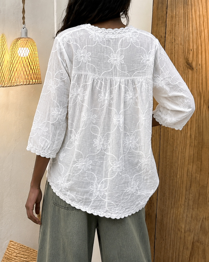 Florenira - Lace Blouse With Three-Quarter Sleeves