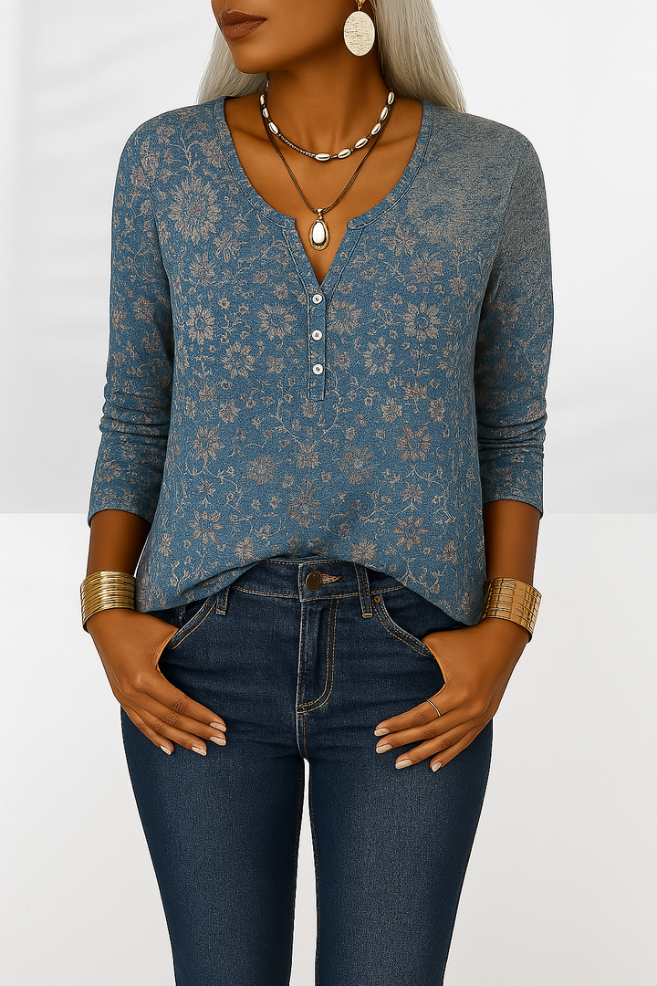 Flossie - Blouse With Floral Patterns And Long Sleeves