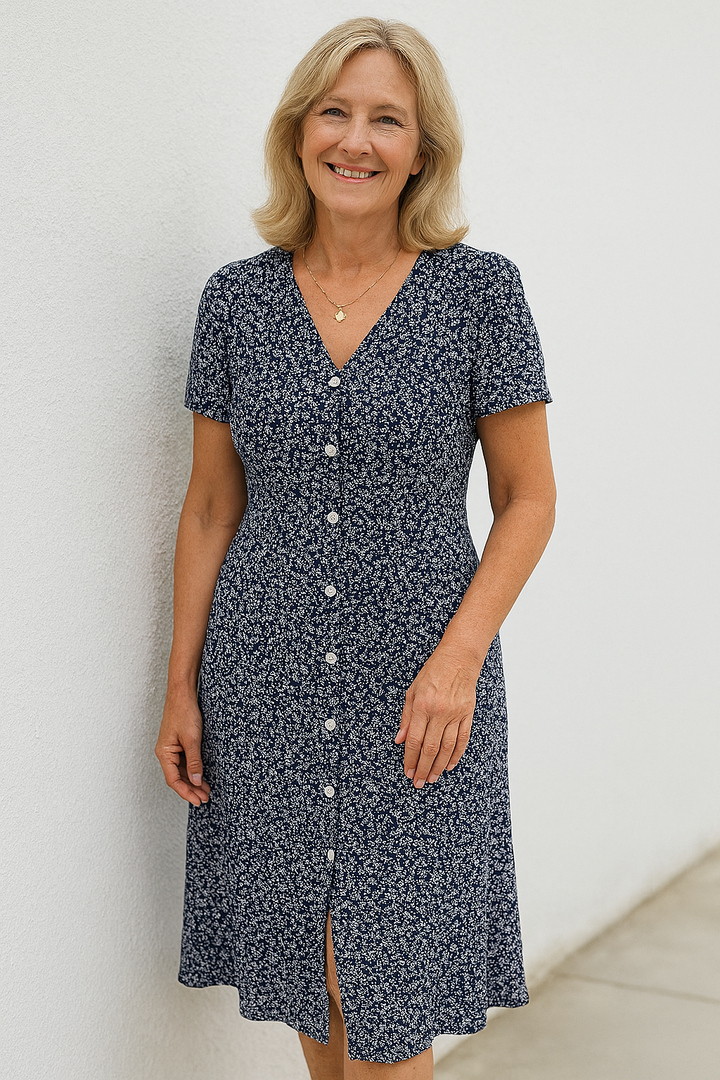 Rayella - V-Neck And Button-Down Midi Dress