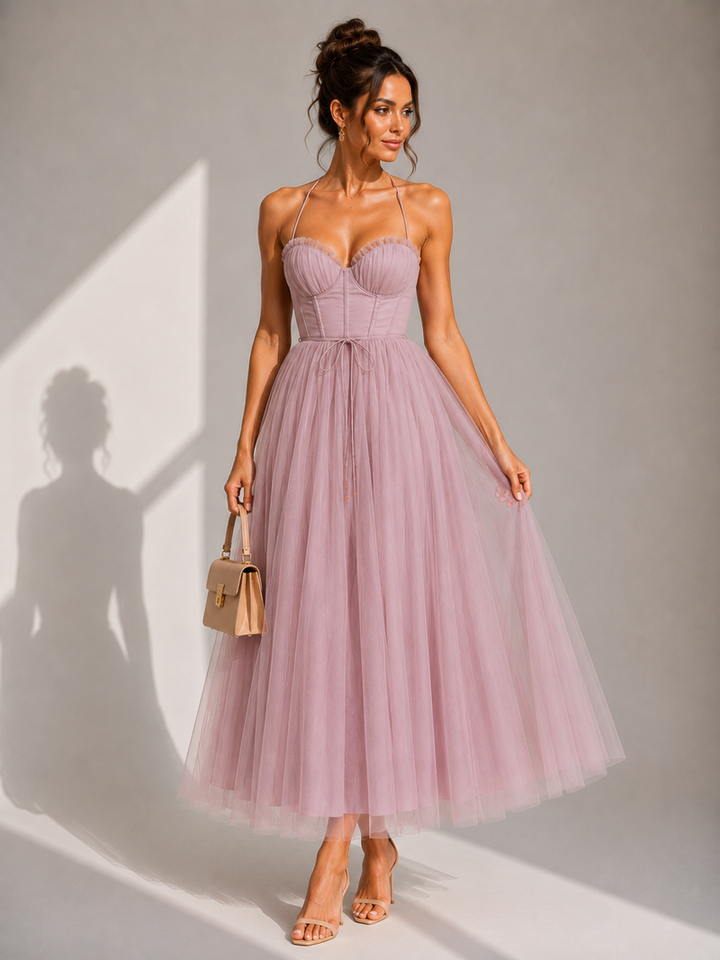 Chiyoko - Elegant Midi Dress With Open Back