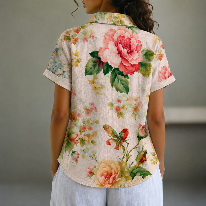 Aurevia - Vintage Floral Print Blouse
