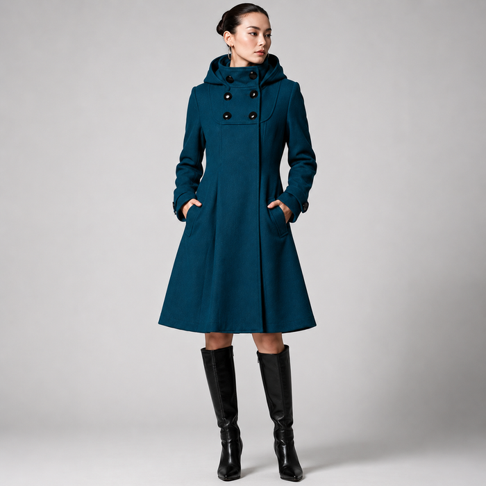 Maveosys - Double Breasted Hooded Coat