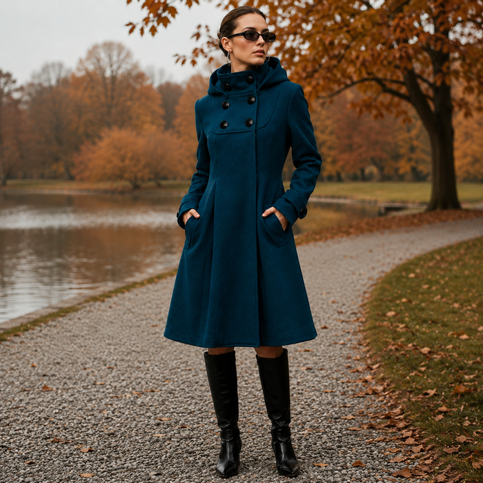 Maveosys - Double Breasted Hooded Coat