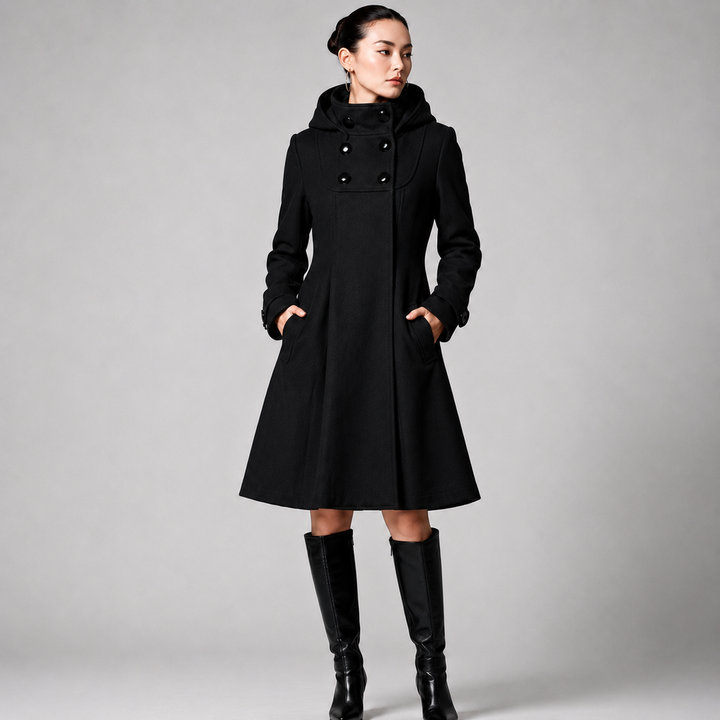Maveosys - Double Breasted Hooded Coat