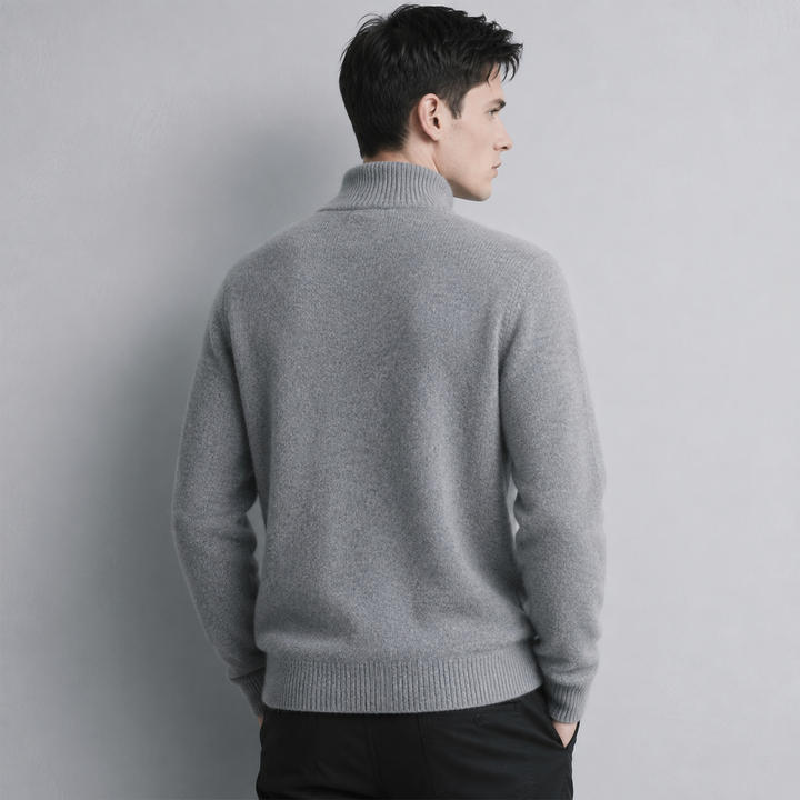 Sumuel - Zip Knit Sweater With Ribbed Collar