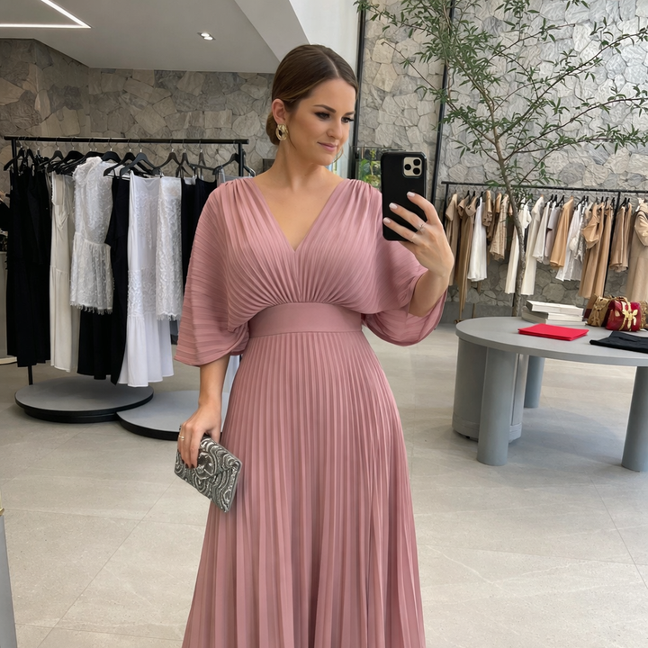 Valerija - Vibrant Pleated Maxi Dress