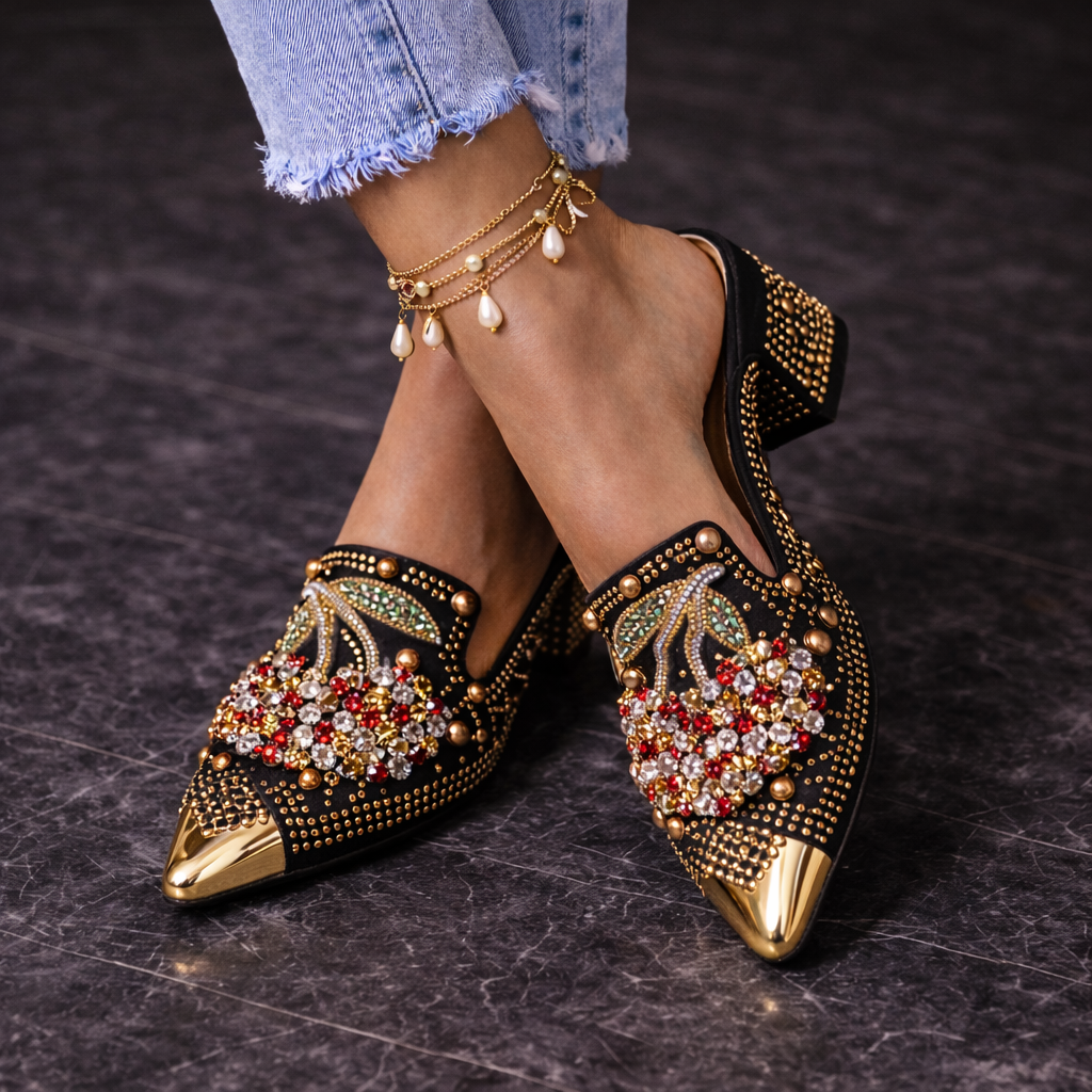 Aysu - Rhinestone Cherry Loafers