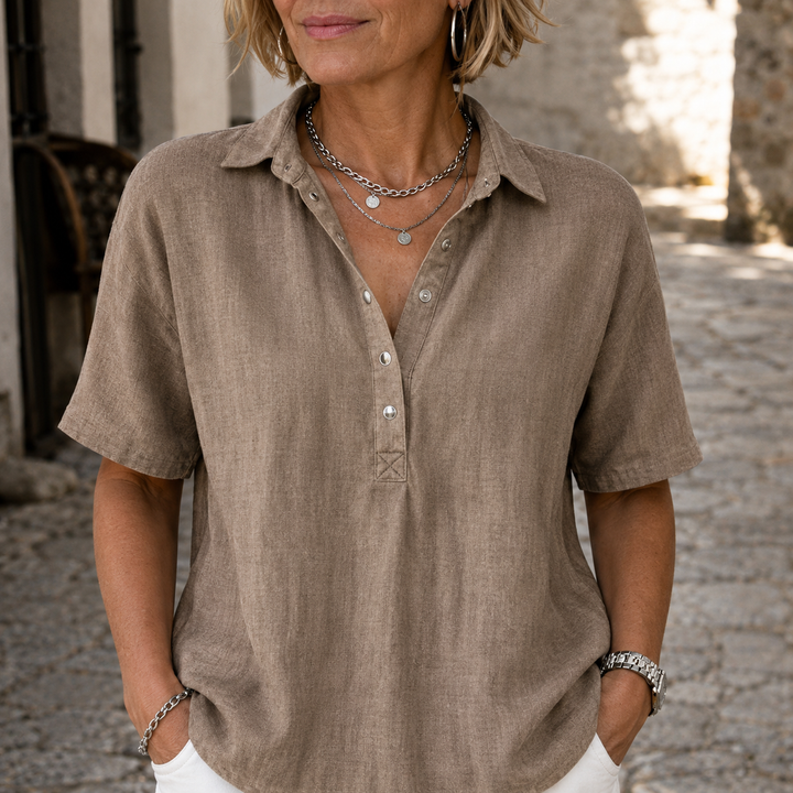 Nawel - Elegant Blouse With Collar And Buttons