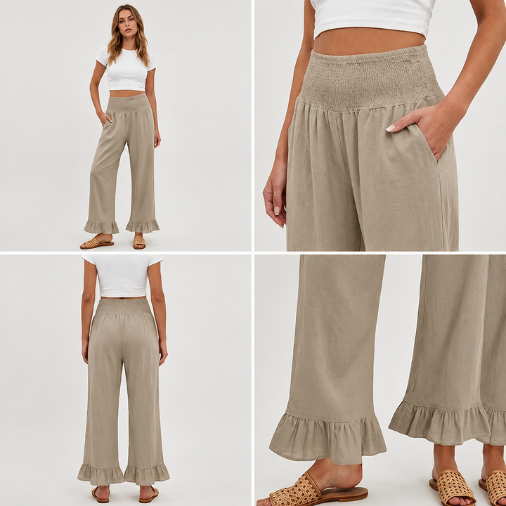 Moriom - Cotton Boho Ruffled Lounge Pant