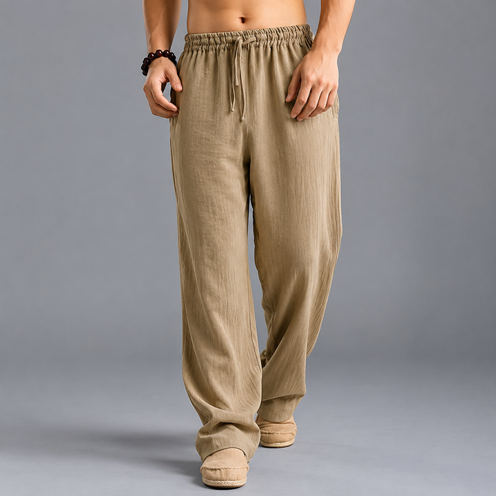 Jooa - Breathable Linen Loose Drawstring Sports Pant