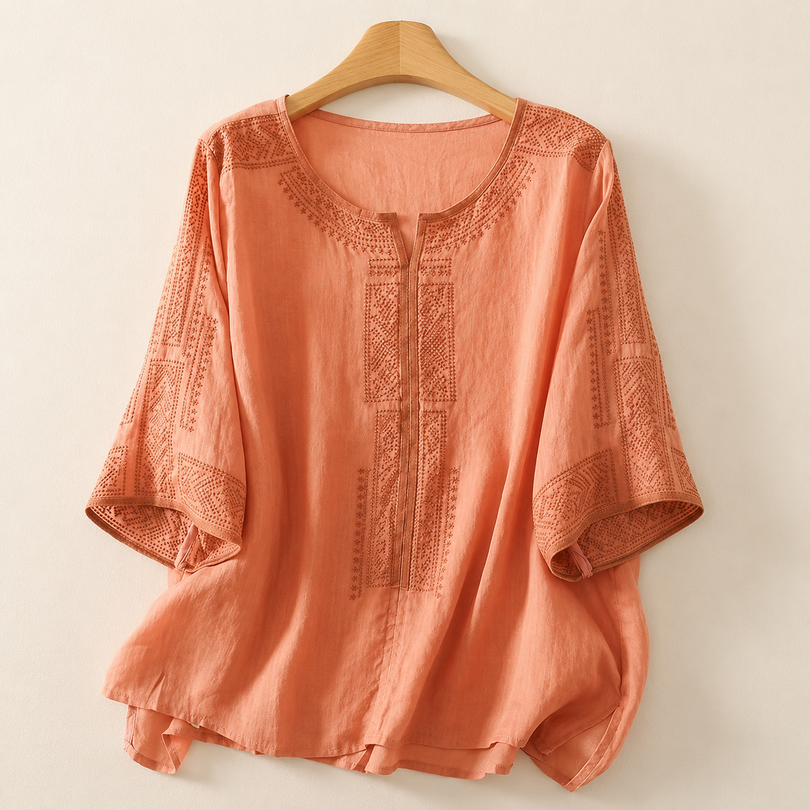Alivette - Embroidered Linen Blouse