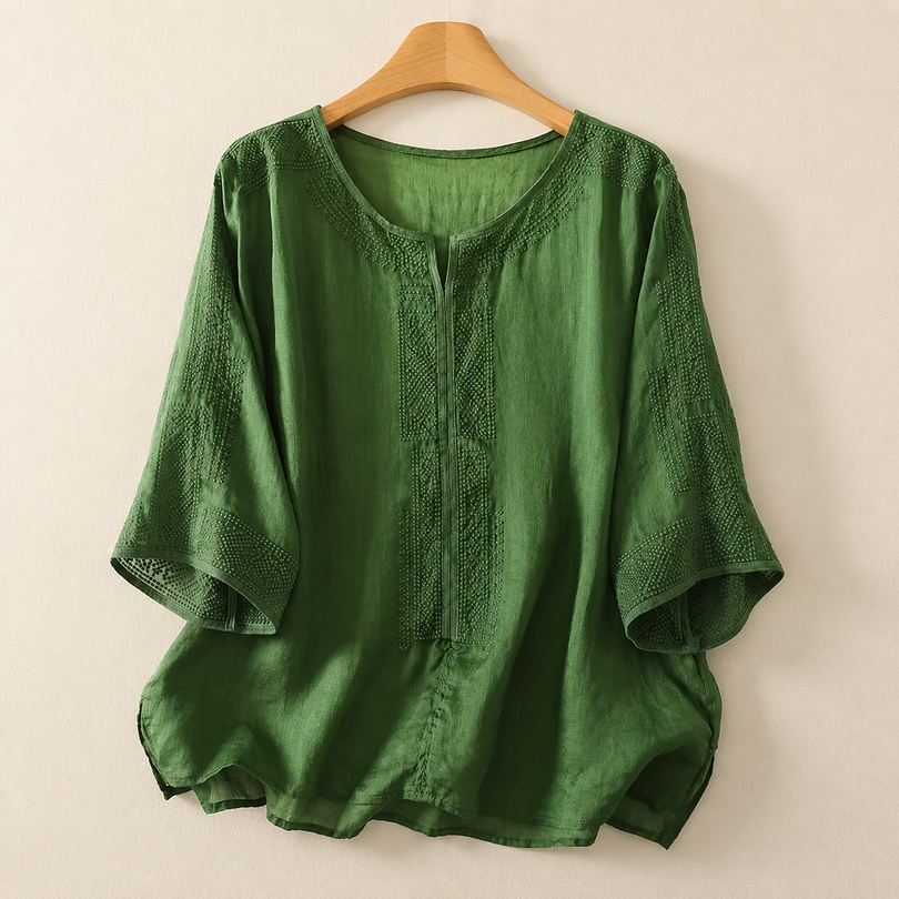 Alivette - Embroidered Linen Blouse