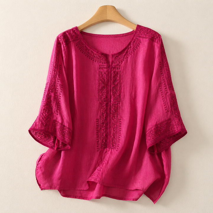 Alivette - Embroidered Linen Blouse