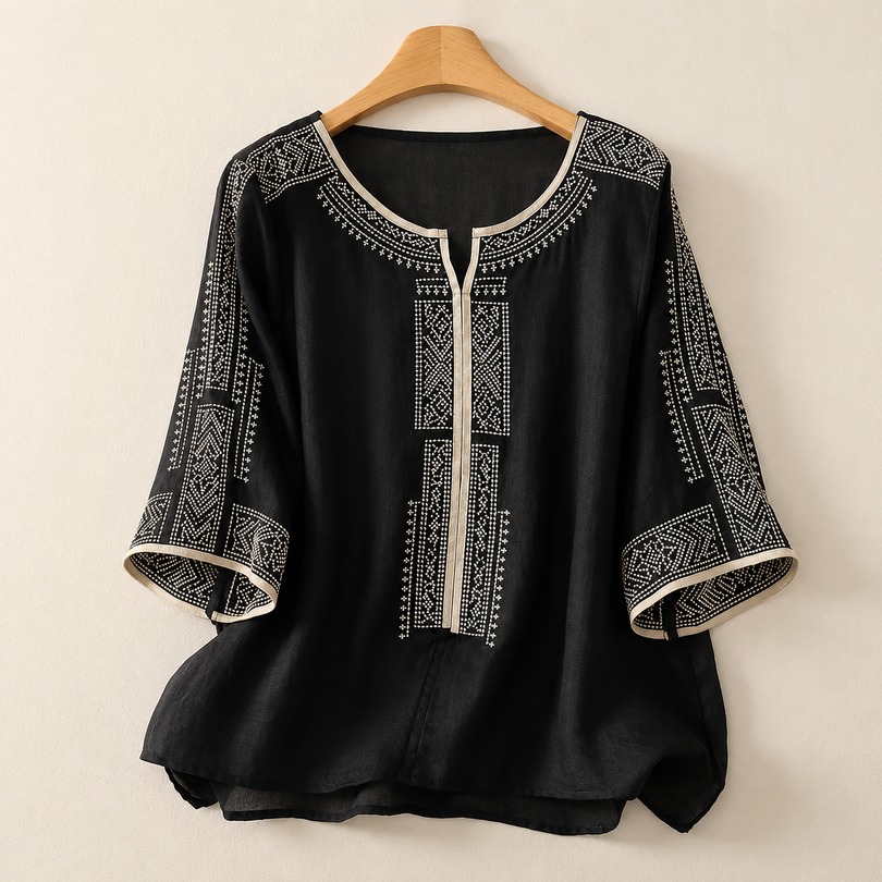 Alivette - Embroidered Linen Blouse