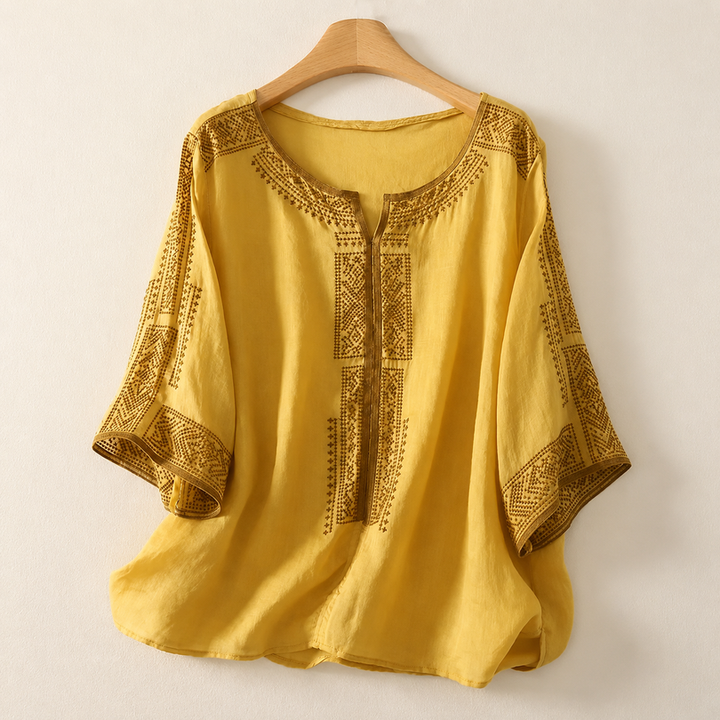 Alivette - Embroidered Linen Blouse