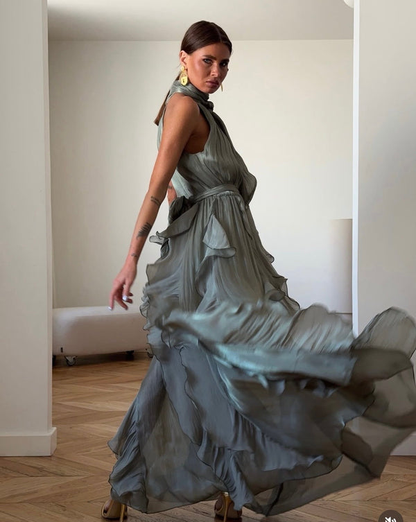 Nataly - Cascading Ruffle Maxi Dress