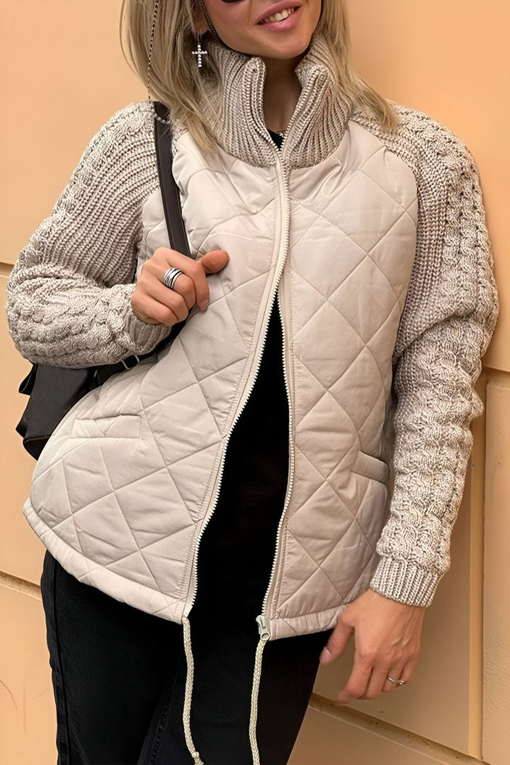 Leonarda - Knitted Patchwork Zipper Jacket