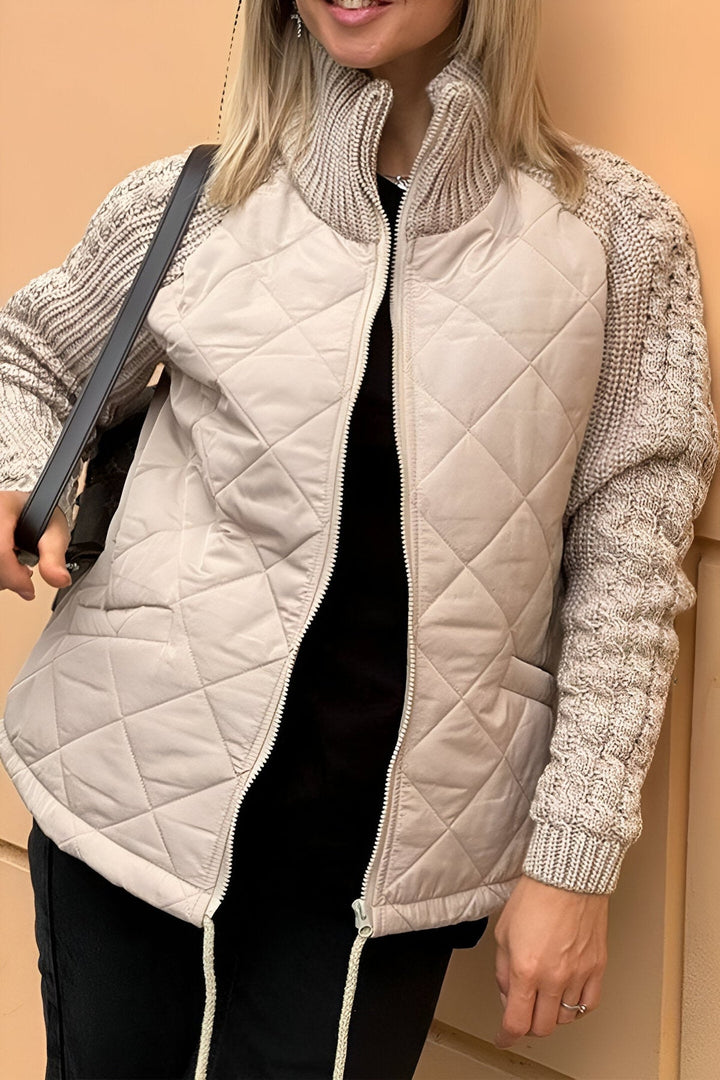 Leonarda - Knitted Patchwork Zipper Jacket