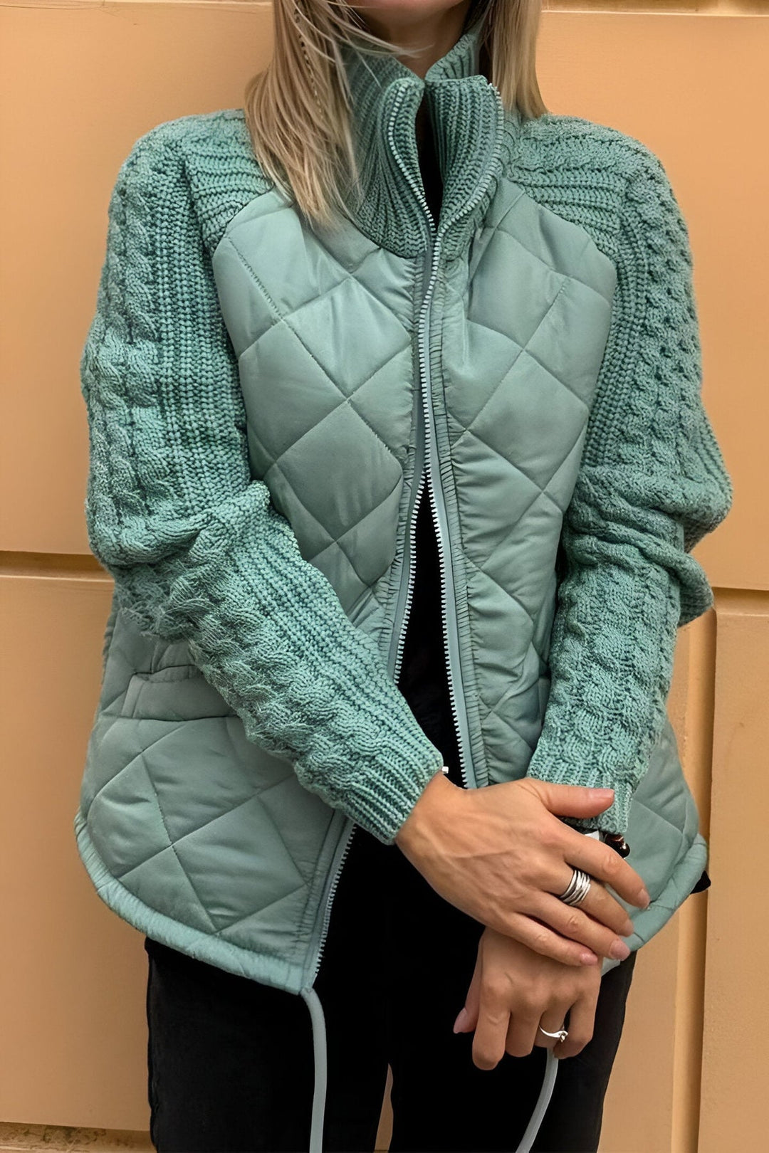 Leonarda - Knitted Patchwork Zipper Jacket