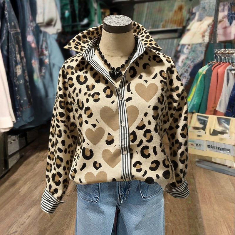 Leonira - Vintage Leopard Print Blouse
