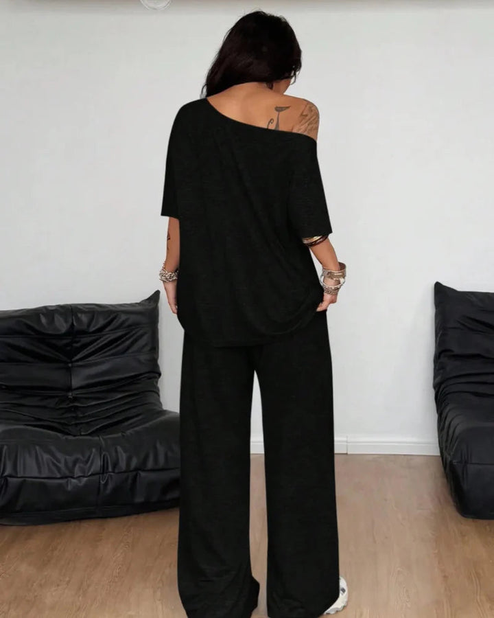 Ratirat - Blouse and Wide Leg Pants Set
