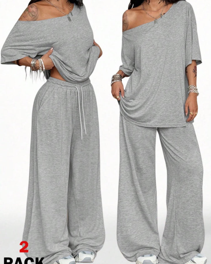 Ratirat - Blouse and Wide Leg Pants Set