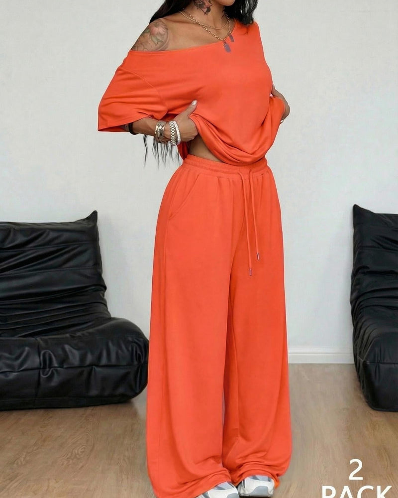 Ratirat - Blouse and Wide Leg Pants Set