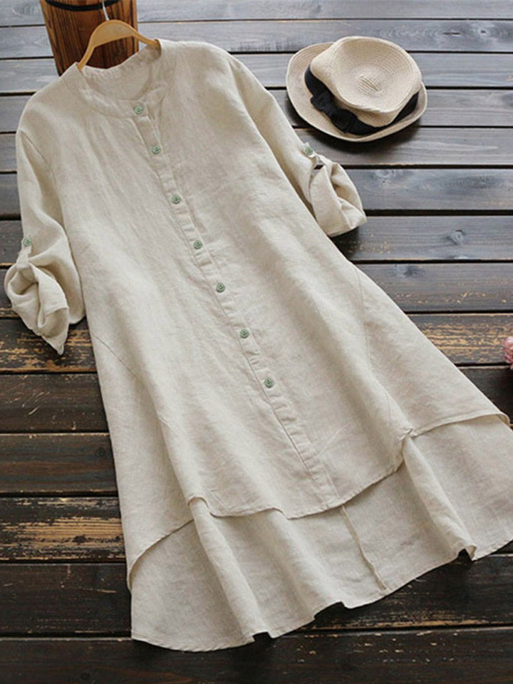 Haleena - Casual Linen Shirt Dress