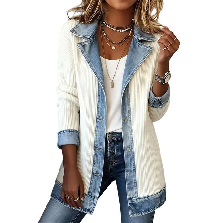 Emilana - Styish Cardigan With Denim