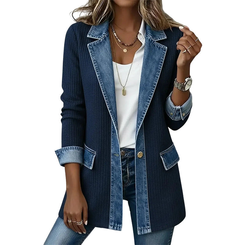 Emilana - Styish Cardigan With Denim