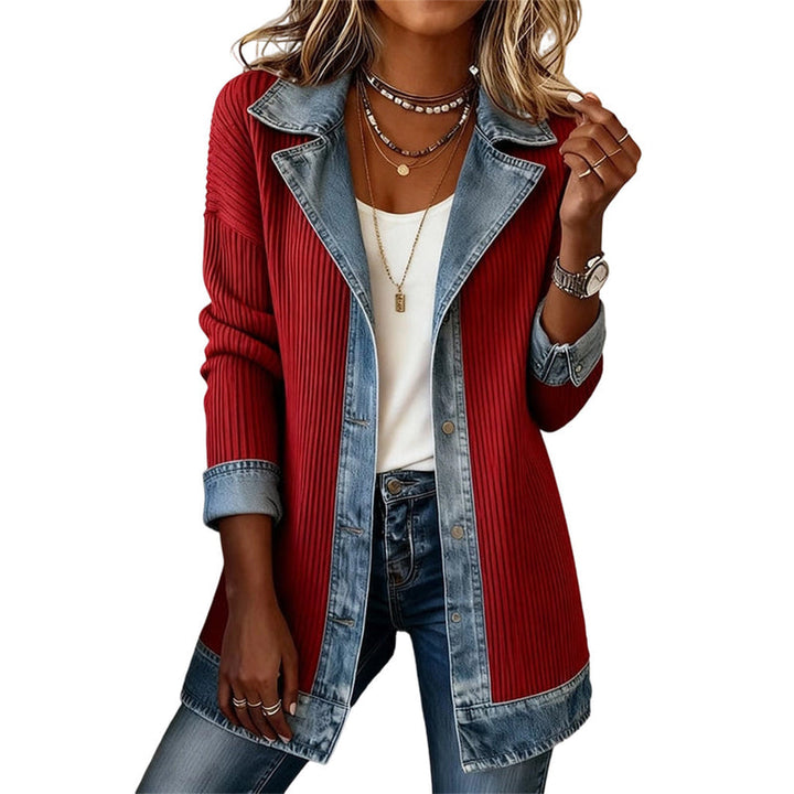 Emilana - Styish Cardigan With Denim